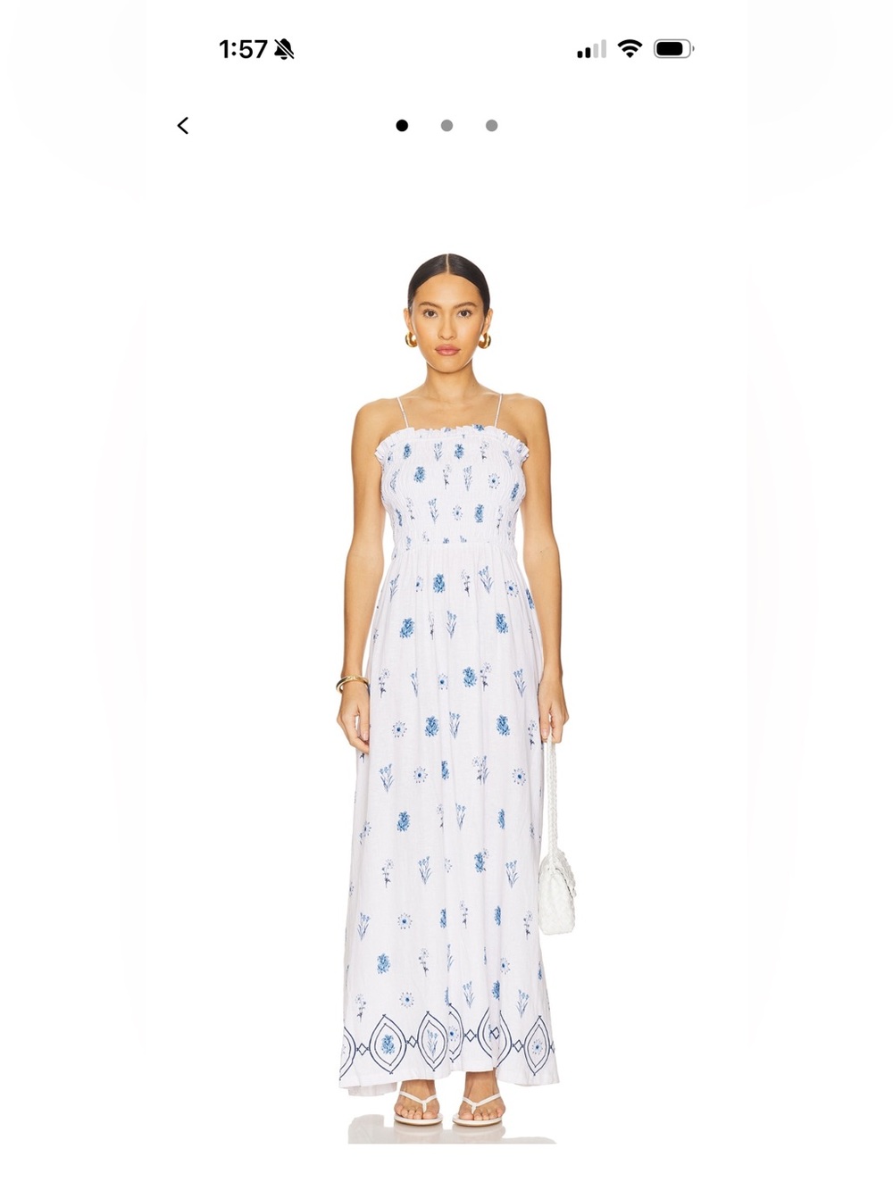 Seafolly White Maxi Dress with Blue Floral Print